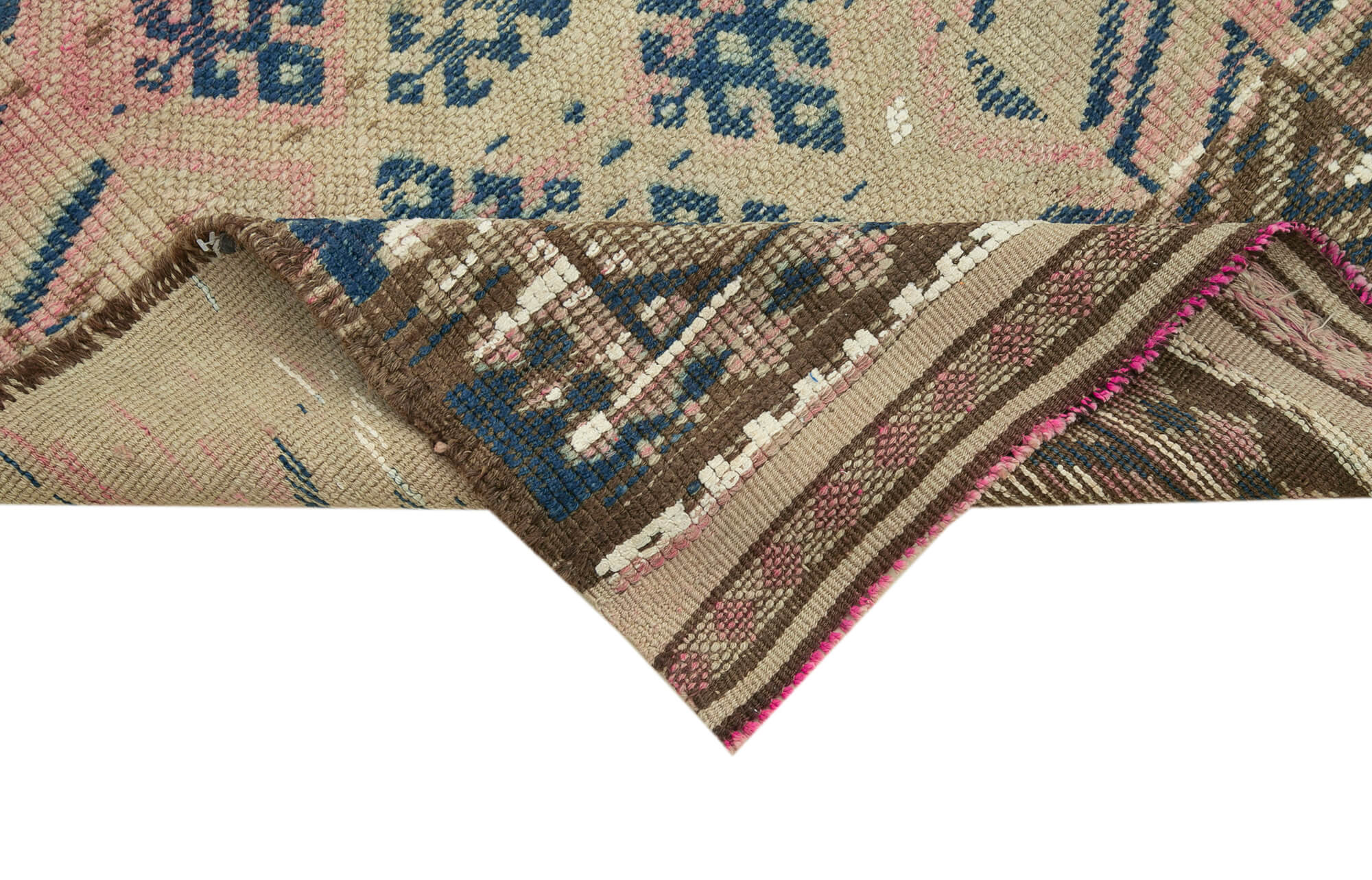 Handmade Wool Area Rug – Vintage Cotton Rug Beige 2'11''x10'7'' Durable Soft Texture