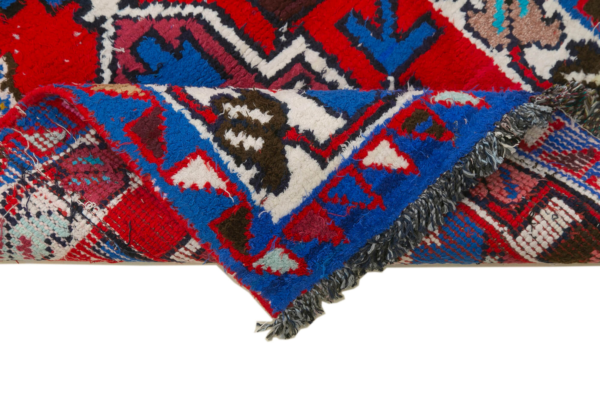 Vintage Handmade Area Rug - Red Turkish Wool Cotton Long Runner Rug 2'7'' x 13'2''