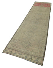 Vintage Handmade Area Rug | Traditional Hand Knotted Beige Cotton Wool Carpet 2'10''x11'7''