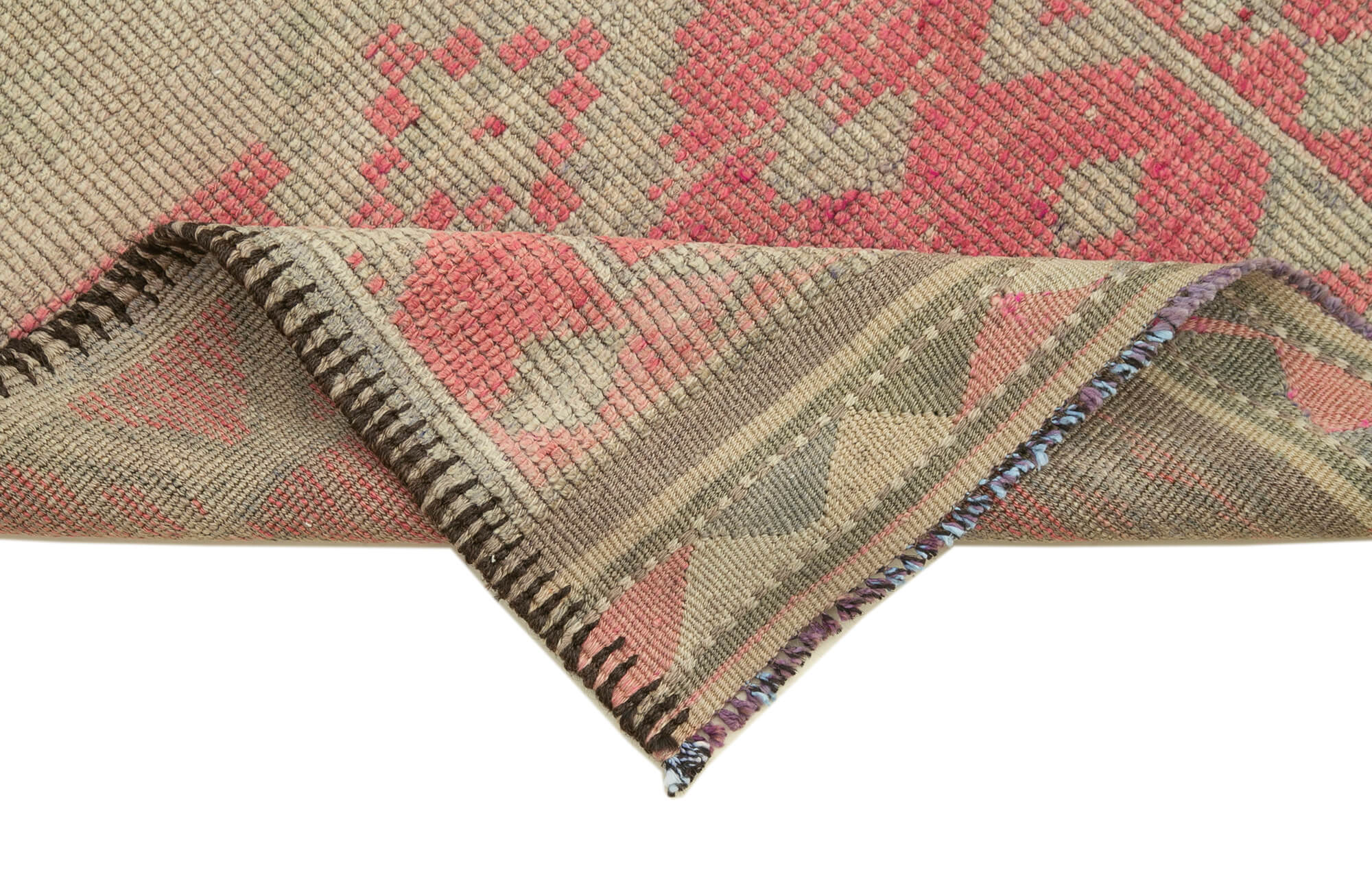 Vintage Handmade Area Rug | Traditional Hand Knotted Beige Cotton Wool Carpet 2'10''x11'7''
