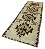 Vintage Area Rug | Handmade Wool Rug Turkish Hand Knotted Cotton Wool Carpet 3'5''x10'2''