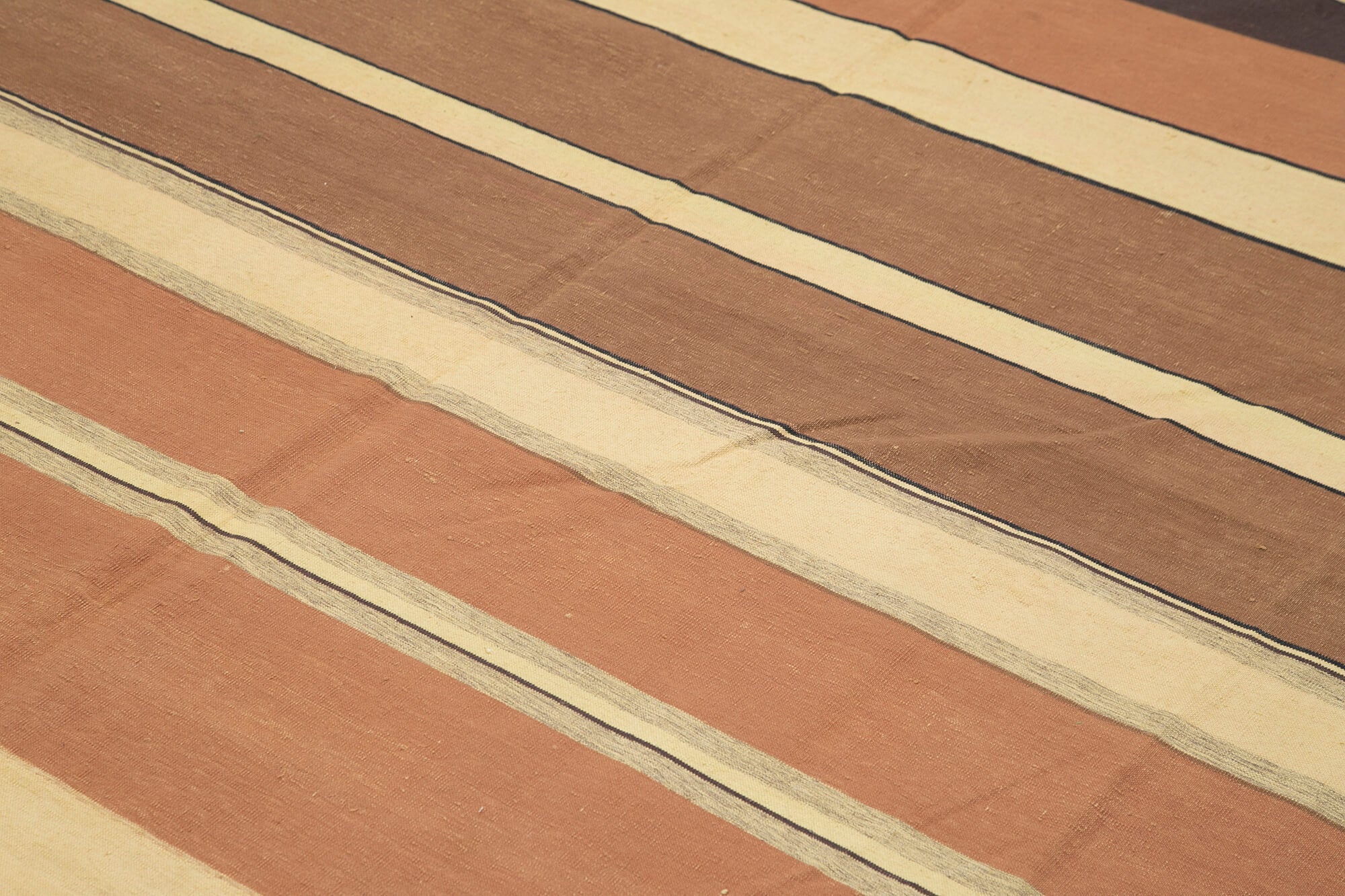 Handmade Wool Area Rug - Brown Geometric Cotton Wool Rug 8'10''x12'0'' | Durable, Handwoven Carpet