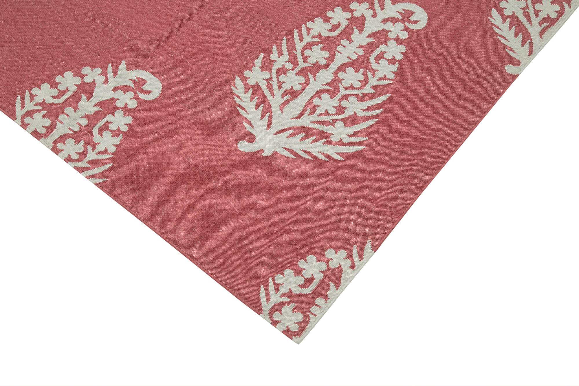 Handmade Area Rug - Red Geometric Cotton Wool 3'7'' x 5'6'' Vintage Turkish Carpet