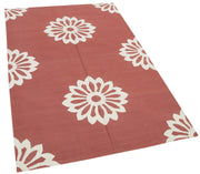 Handmade Wool Area Rug - Geometric Red Cotton Wool Rug 3x5 Feet Bohemian Style