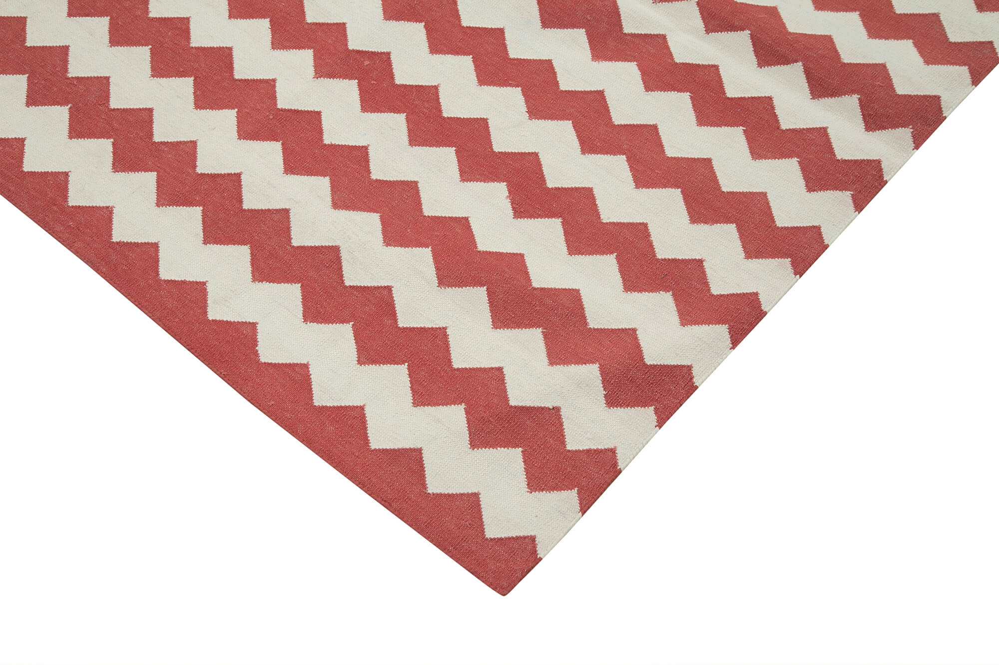 Handmade Area Rug - Red Geometric Cotton Wool Carpet 7'11'' x 9'8'' for Living Room