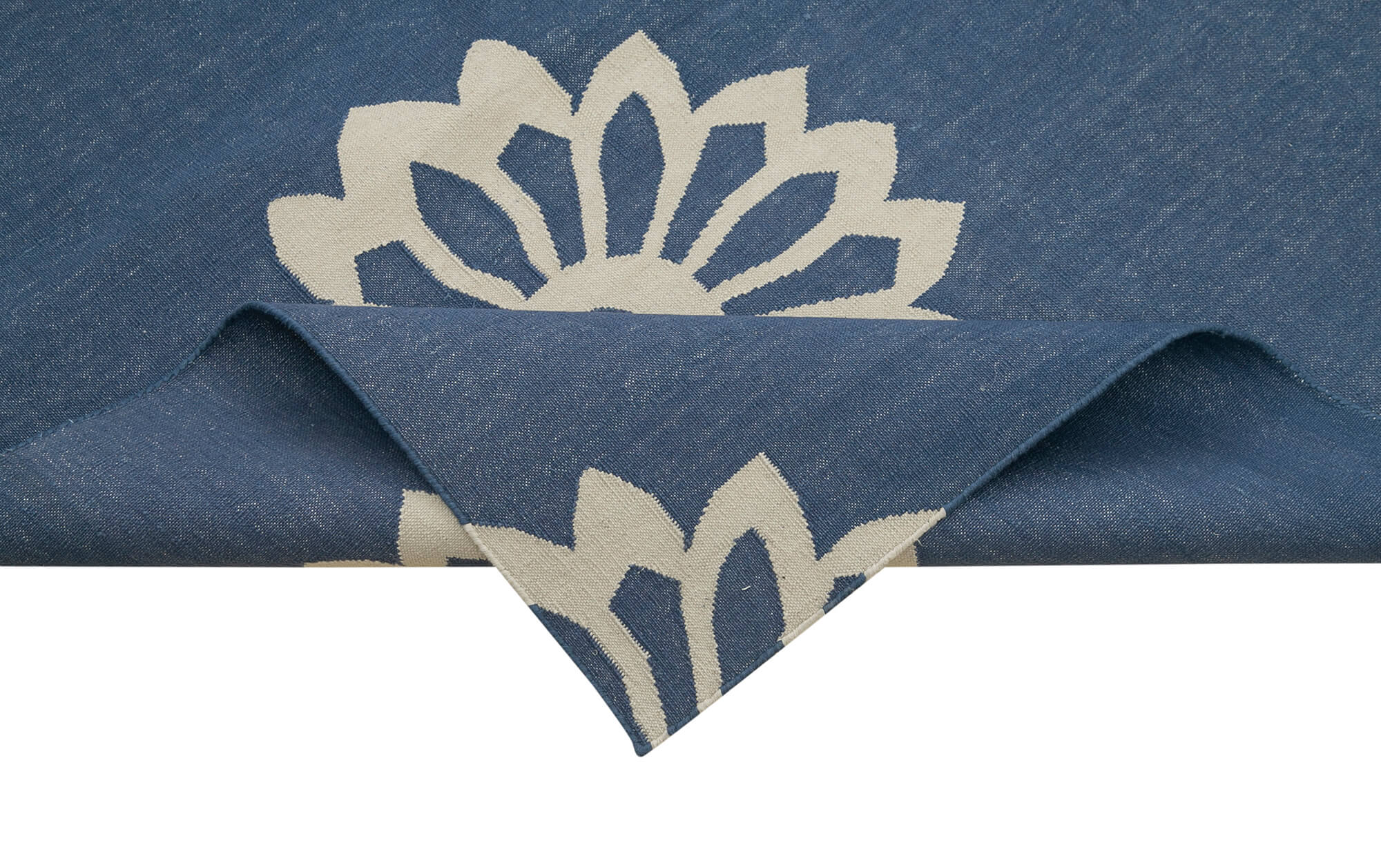 Handmade Area Rug - Blue Geometric Cotton Wool Durable Turkish Wool Carpet 8'x10'