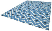 Handmade Wool Area Rug - Blue Geometric Pattern Rug 9'11''x13'7'' Durable Cotton Wool