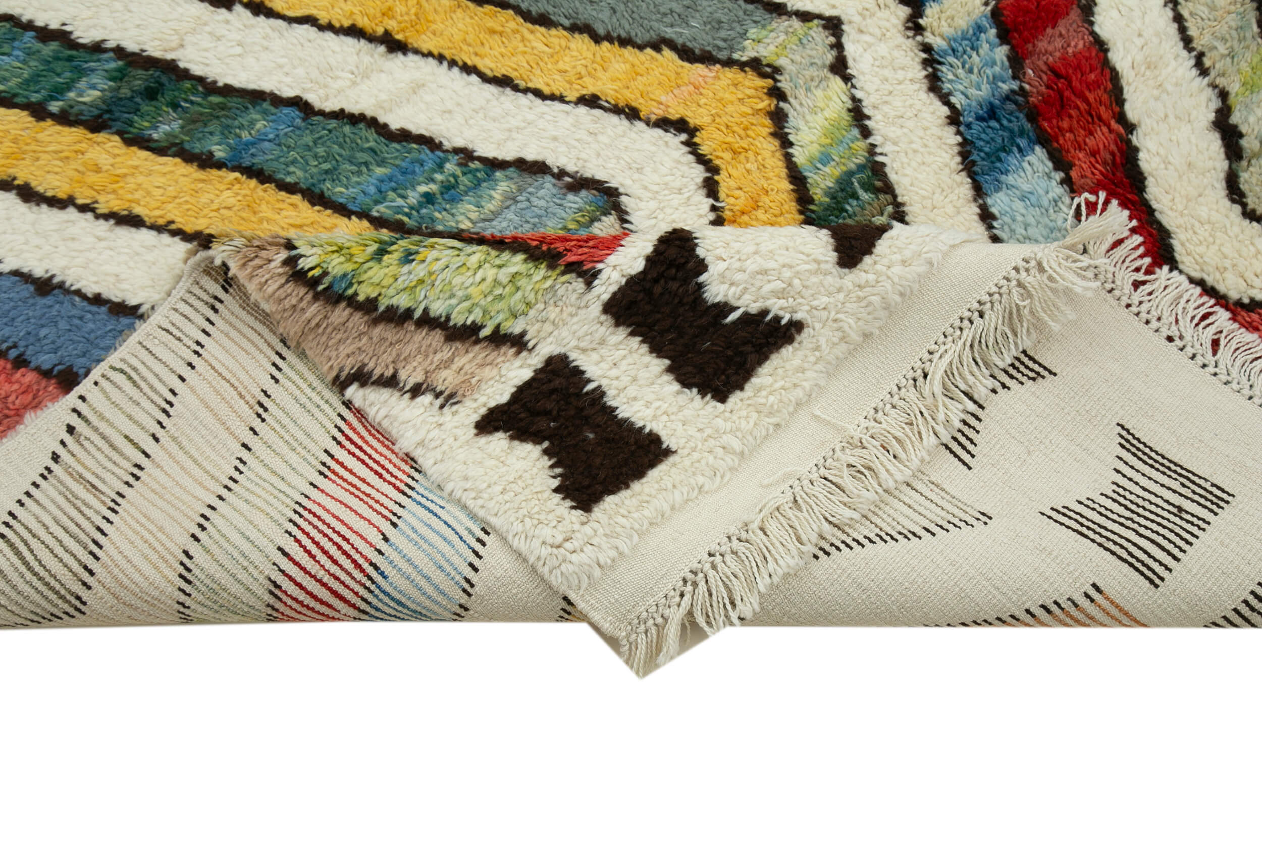 Handmade Wool Cotton Rug – Geometric Area Rug 7x9 Feet | Artisan Crafted Carpet