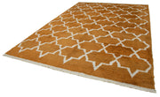 Handmade Wool Cotton Rug | Vintage Orange Geometric Area Rug 9x13 for Living Room