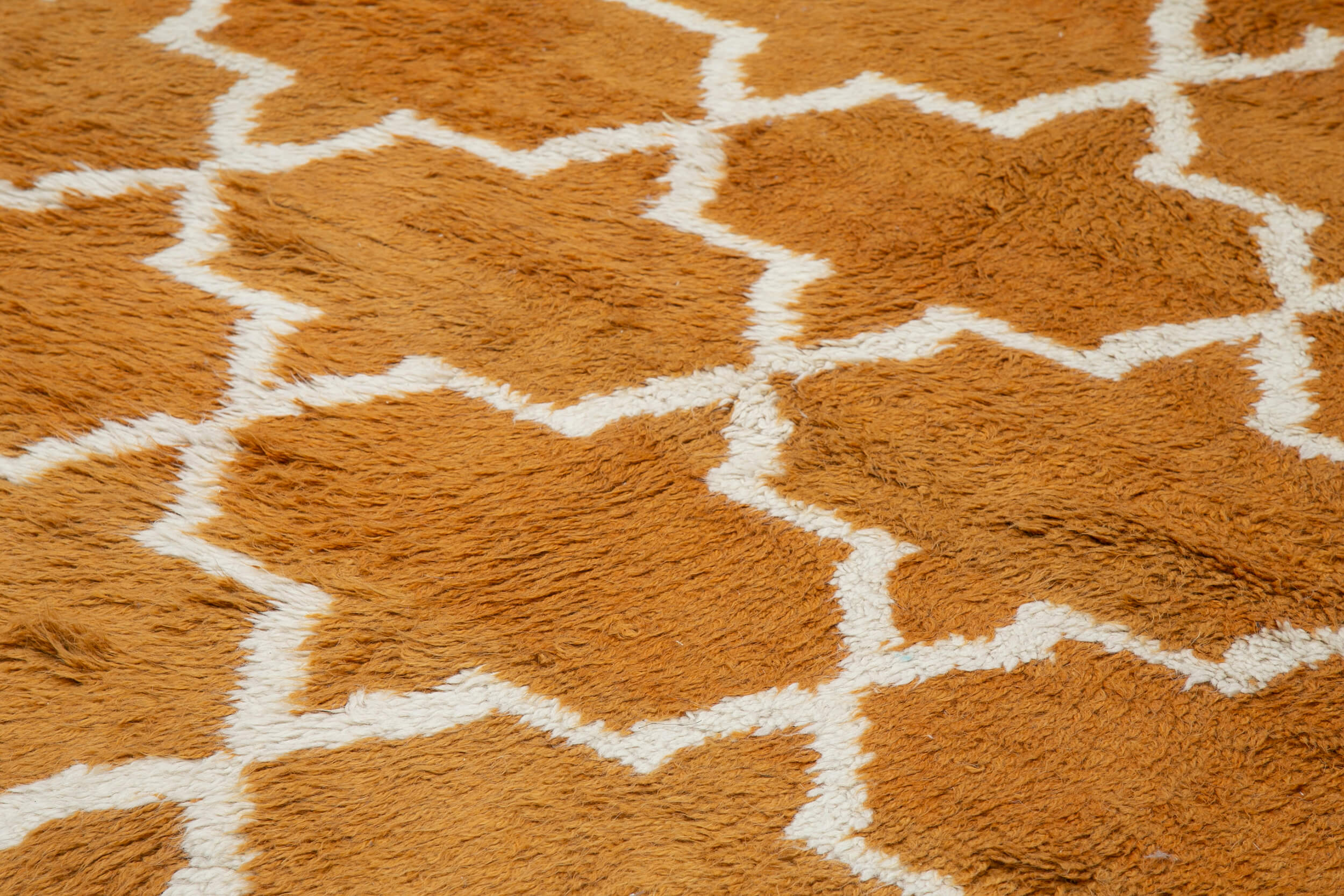 Handmade Wool Cotton Rug | Vintage Orange Geometric Area Rug 9x13 for Living Room