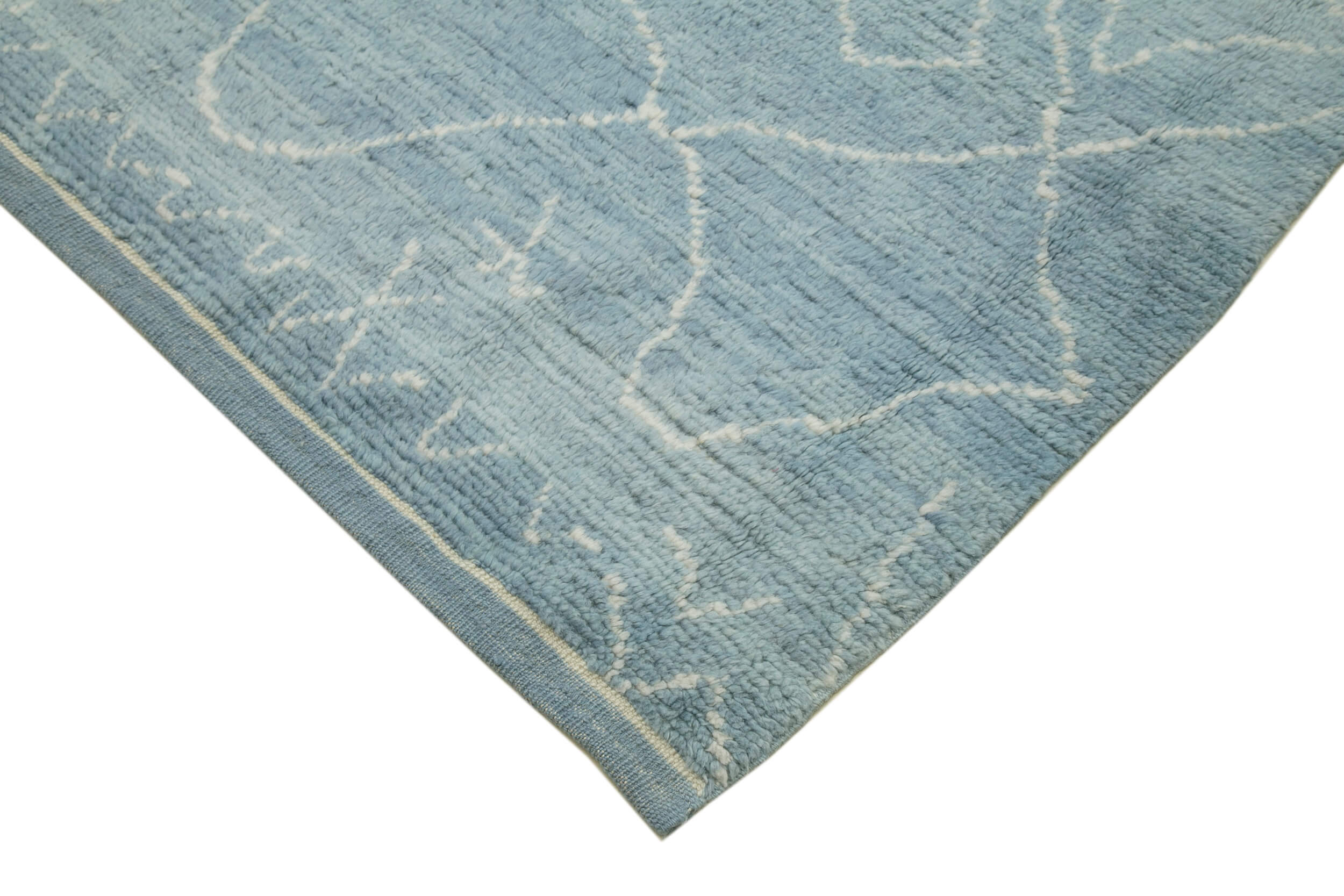 Handmade Wool Rug - Blue Geometric Area Rug | Durable Wool Cotton Carpet 8'2''x10'1''