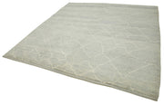 Handmade Wool Cotton Rug - Eco Friendly Grey Geometric Wool Cotton Blend Carpet 8'2''x9'6''