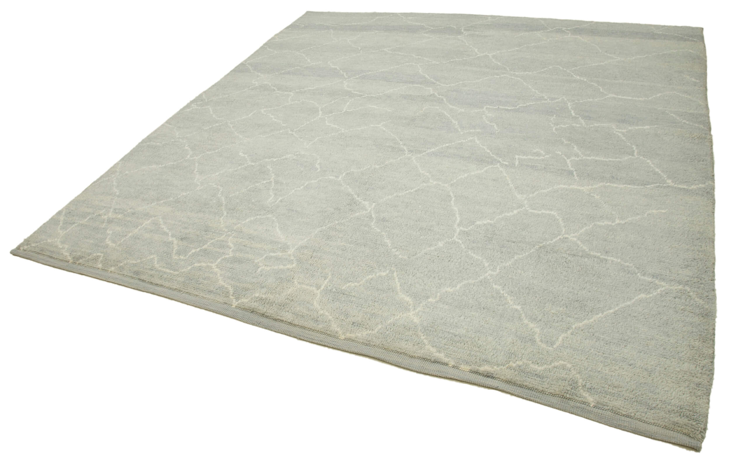 Handmade Wool Cotton Rug - Eco Friendly Grey Geometric Wool Cotton Blend Carpet 8'2''x9'6''