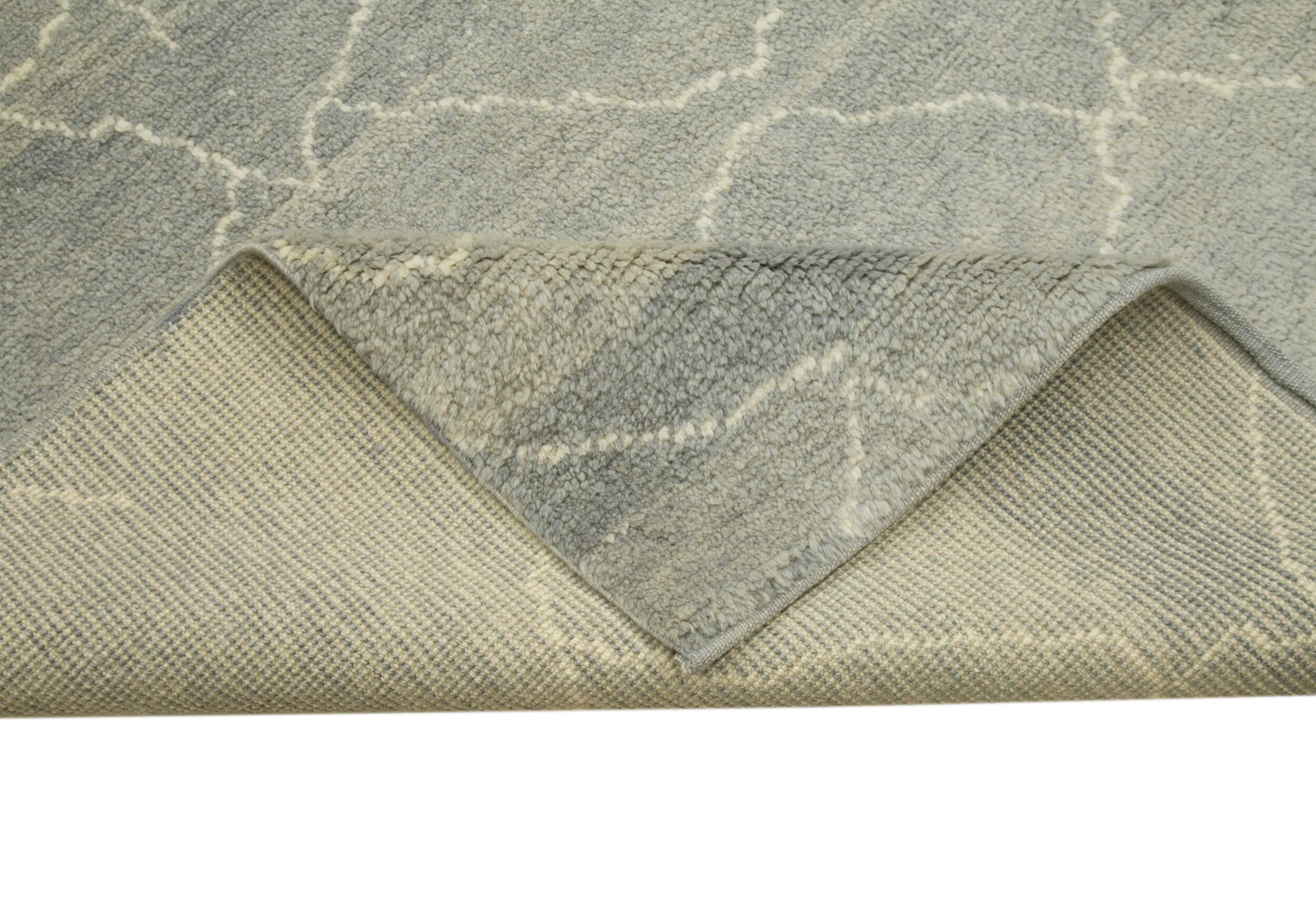 Handmade Wool Cotton Rug - Eco Friendly Grey Geometric Wool Cotton Blend Carpet 8'2''x9'6''