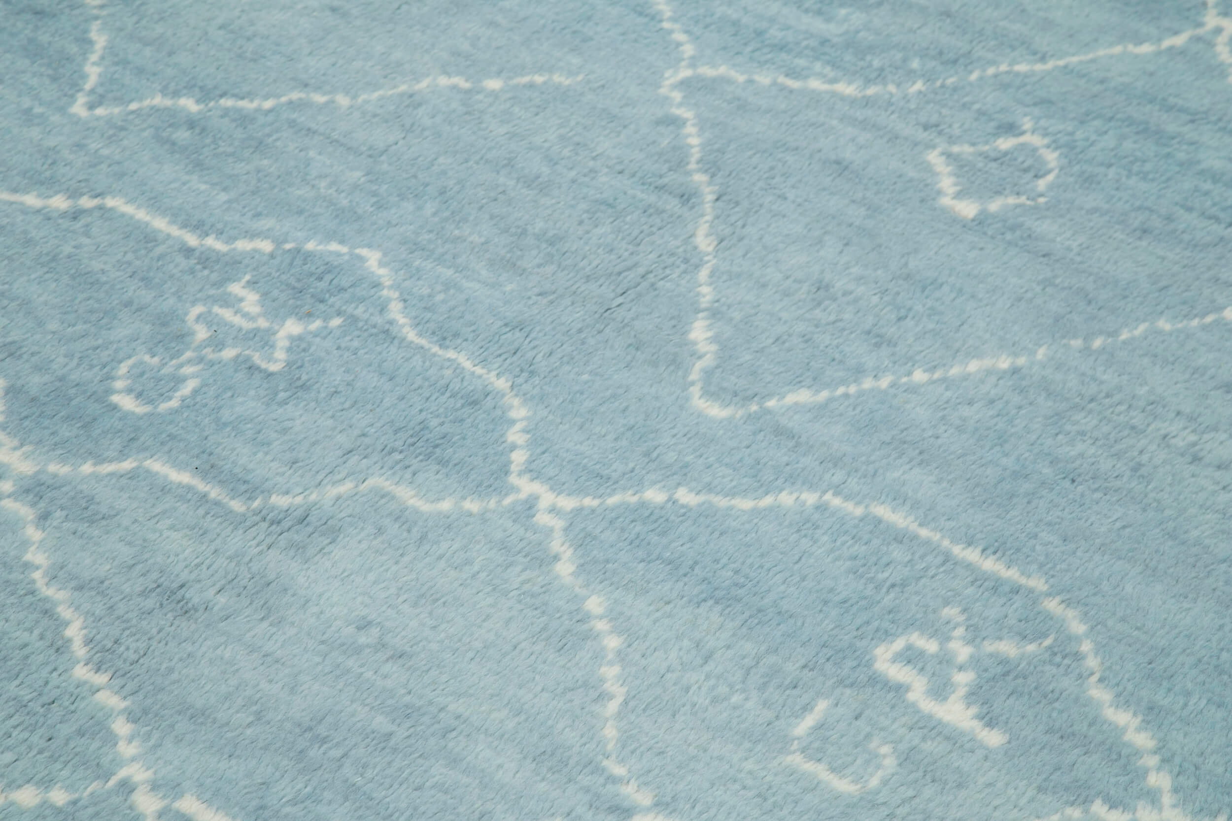 Handmade Wool Cotton Rug – Blue Geometric Area Rug, Soft Wool Carpet 7'8''x10'3''