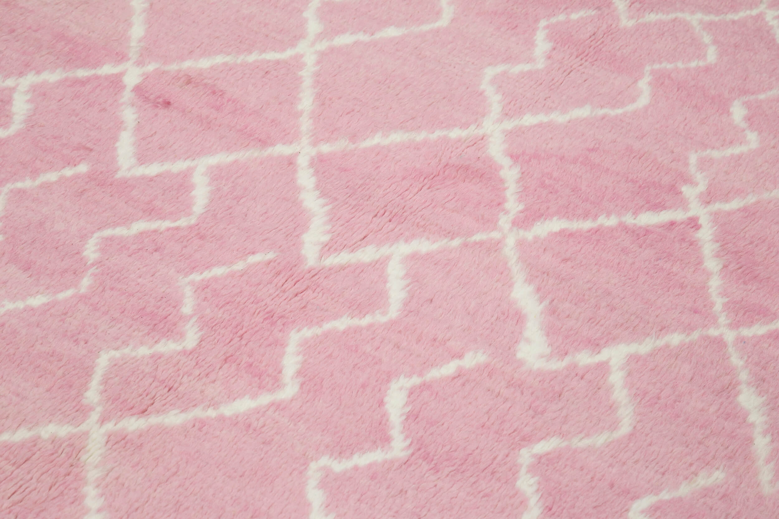 Handmade Wool Cotton Rug | Vintage Handwoven Carpet Pink Geometric Bohemian Style Rug
