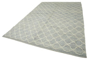Handmade Wool Cotton Rug – Blue Geometric Pattern Carpet | Hand Woven Area Rug 7'8''x11'2''