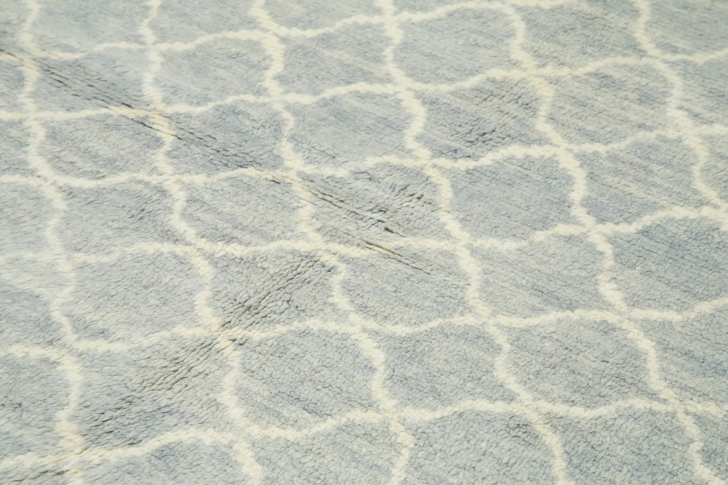 Handmade Wool Cotton Rug – Blue Geometric Pattern Carpet | Hand Woven Area Rug 7'8''x11'2''