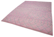 Handmade Wool Cotton Rug - Pink Vintage Carpet | Geometric Area Rug, Durable Living Room Rug