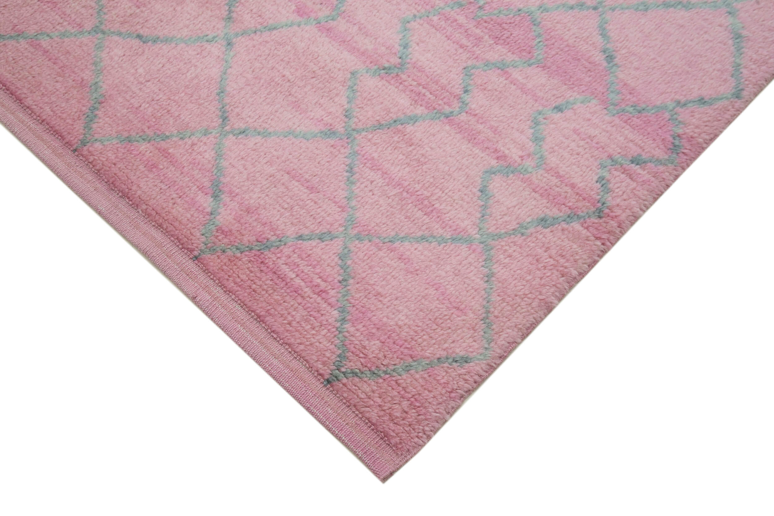Handmade Wool Cotton Rug - Pink Vintage Carpet | Geometric Area Rug, Durable Living Room Rug