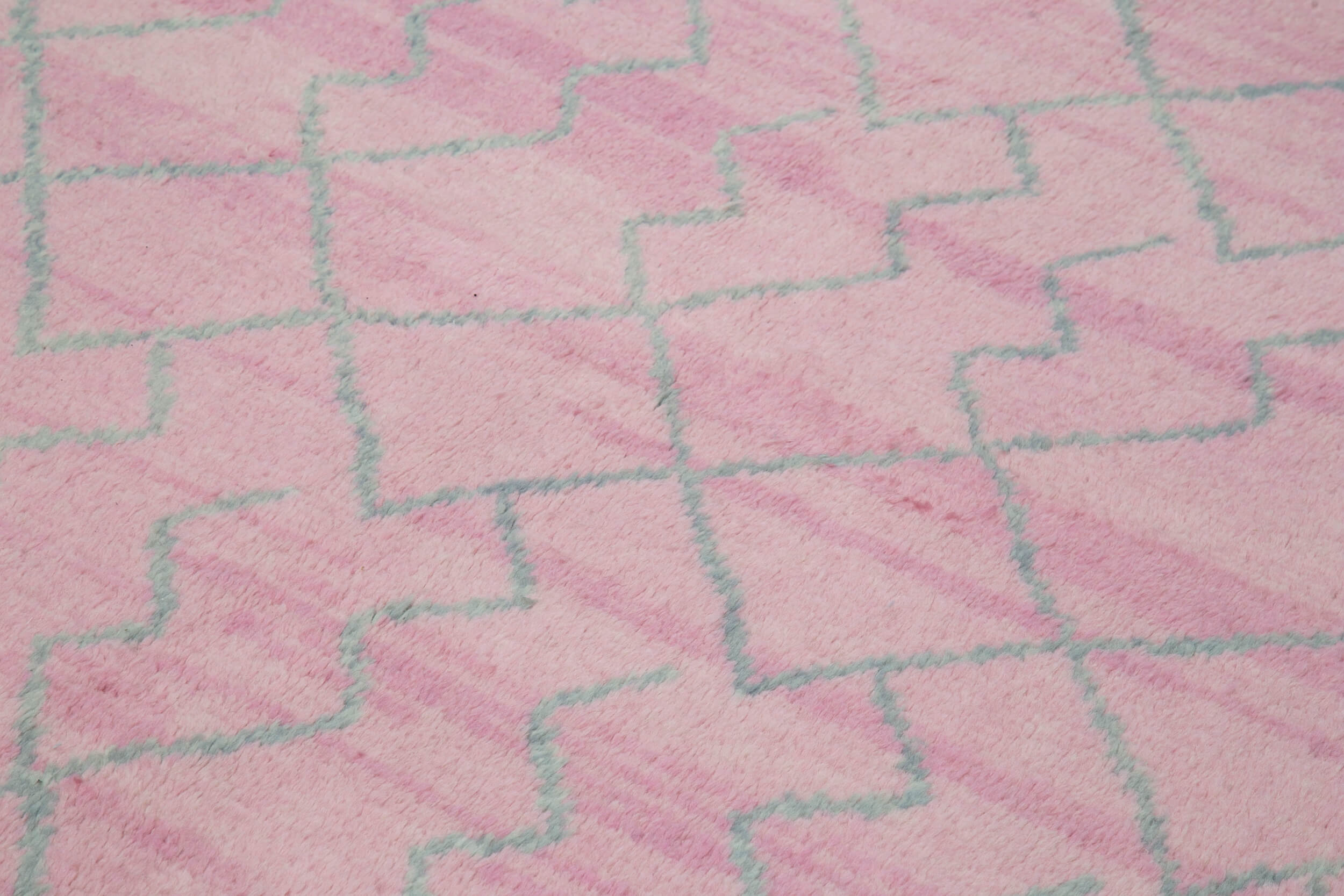 Handmade Wool Cotton Rug - Pink Vintage Carpet | Geometric Area Rug, Durable Living Room Rug