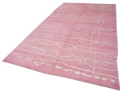 Handmade Wool Cotton Rug - Pink Geometric Area Rug | Turkish Vintage Carpet 6'2''x10'11''