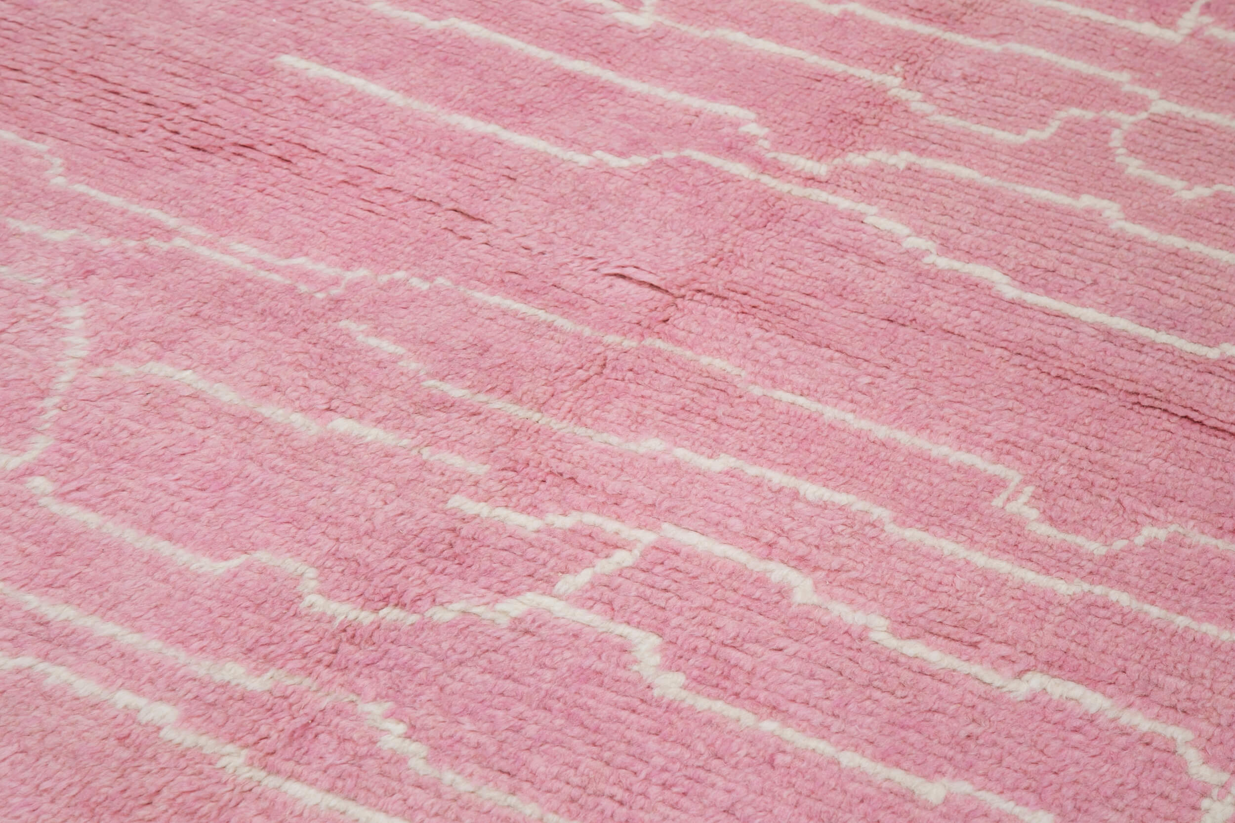 Handmade Wool Cotton Rug - Pink Geometric Area Rug | Turkish Vintage Carpet 6'2''x10'11''
