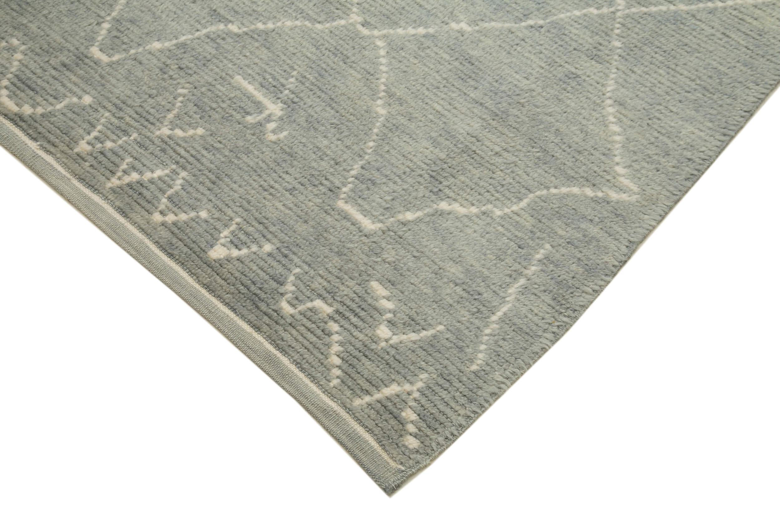 Handmade Wool Cotton Rug - Grey Geometric Vintage Turkish Carpet 7'4" x 11'10"
