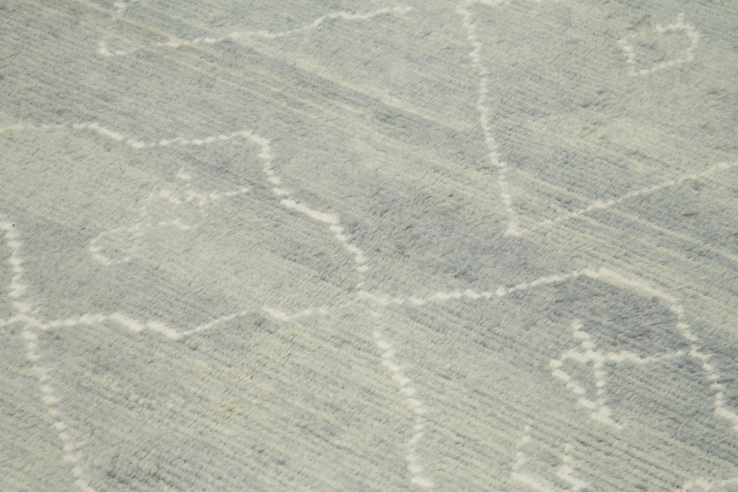 Handmade Wool Cotton Rug - Grey Geometric Vintage Turkish Carpet 7'4" x 11'10"