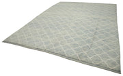Handmade Wool Cotton Rug | Vintage Turkish Carpet Blue Geometric Area Rug 9'2"x11'8"