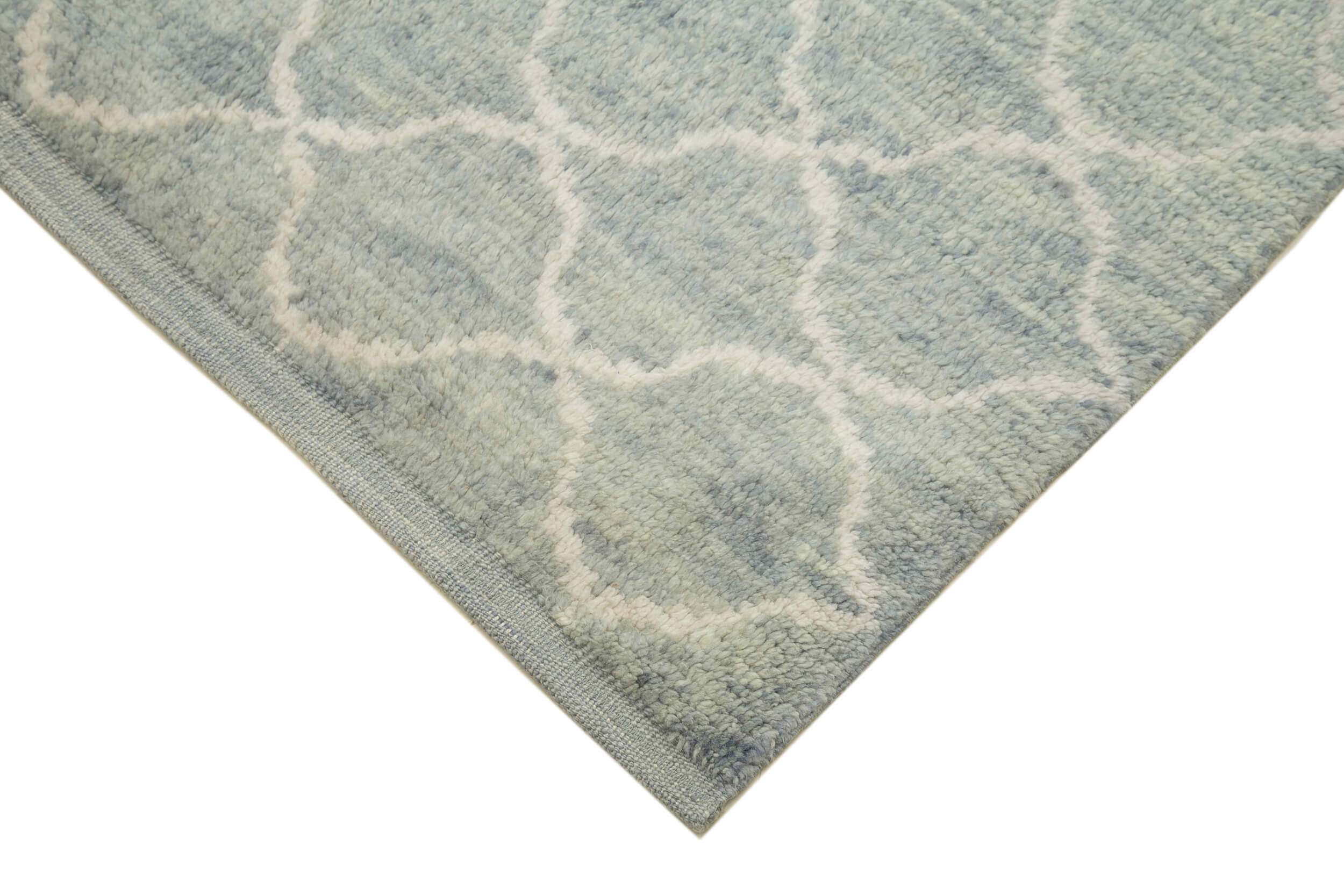 Handmade Wool Cotton Rug | Vintage Turkish Carpet Blue Geometric Area Rug 9'2"x11'8"