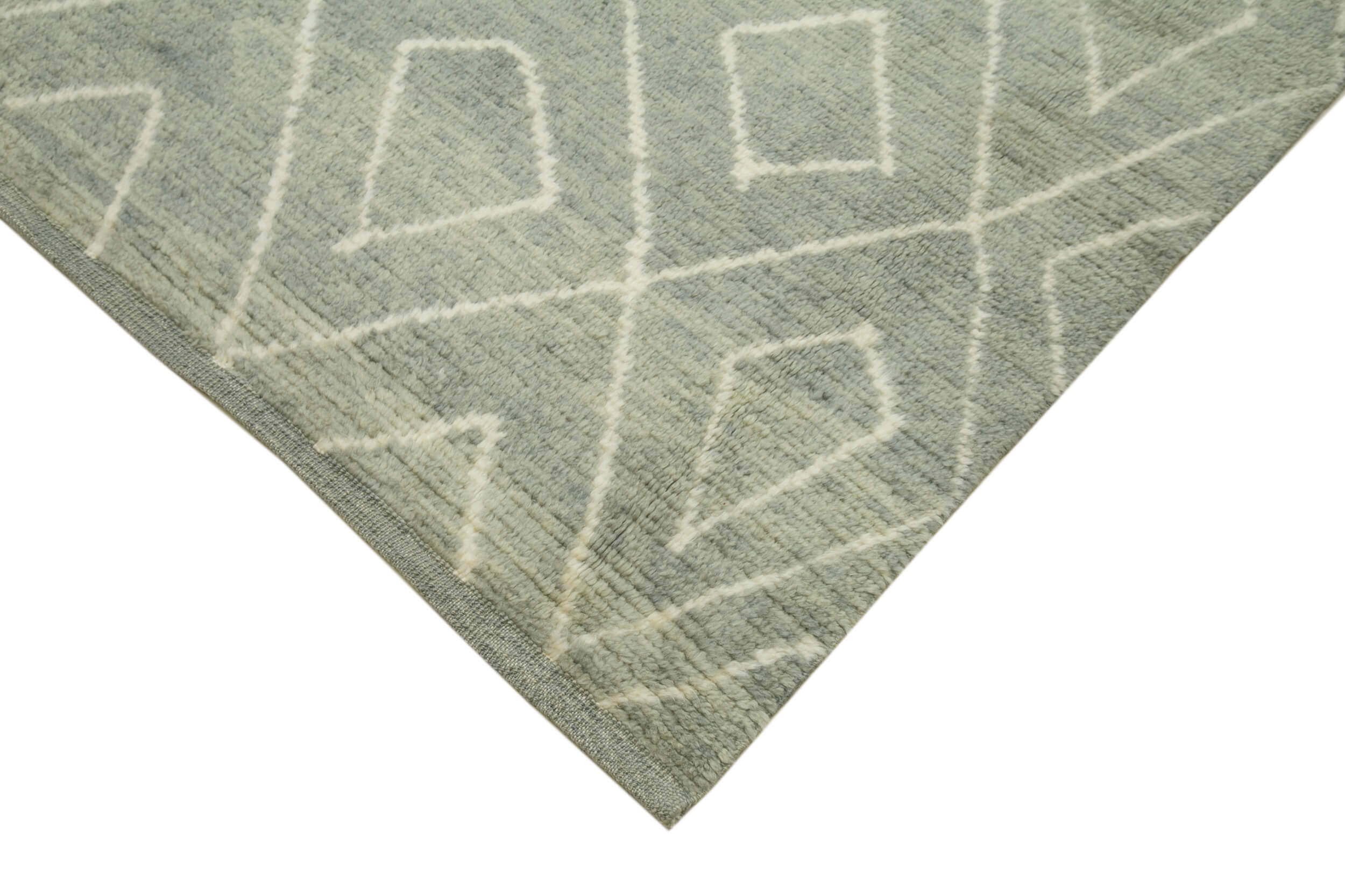 Handmade Wool Cotton Rug - Grey Geometric Vintage Turkish Carpet Area Rug 8'8''x10'10''