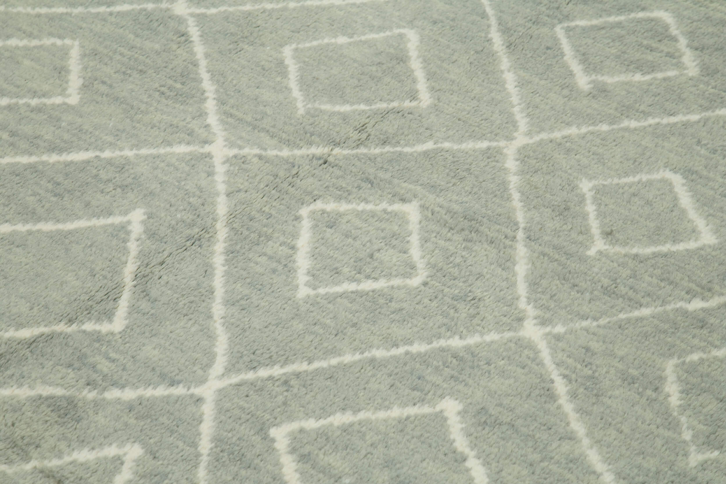 Handmade Wool Cotton Rug - Grey Geometric Vintage Turkish Carpet Area Rug 8'8''x10'10''