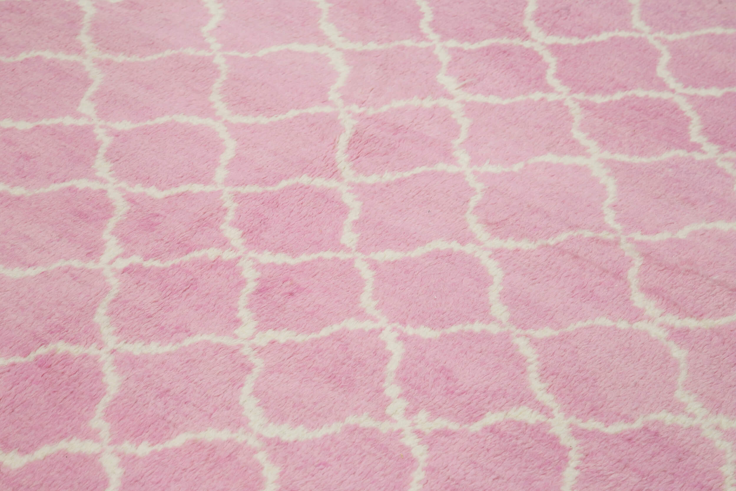 Handmade Wool Cotton Rug - Pink Geometric Area Rug | Durable Turkish Vintage Carpet 9'7''x11'4''
