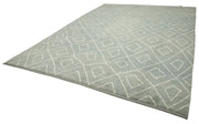 Handmade Wool Cotton Rug - Grey Geometric Area Rug | Vintage Turkish Carpet 9'11"x13'9"