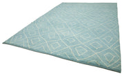 Handmade Wool Cotton Rug | Vintage Turkish Carpet, Blue Geometric Style Carpet