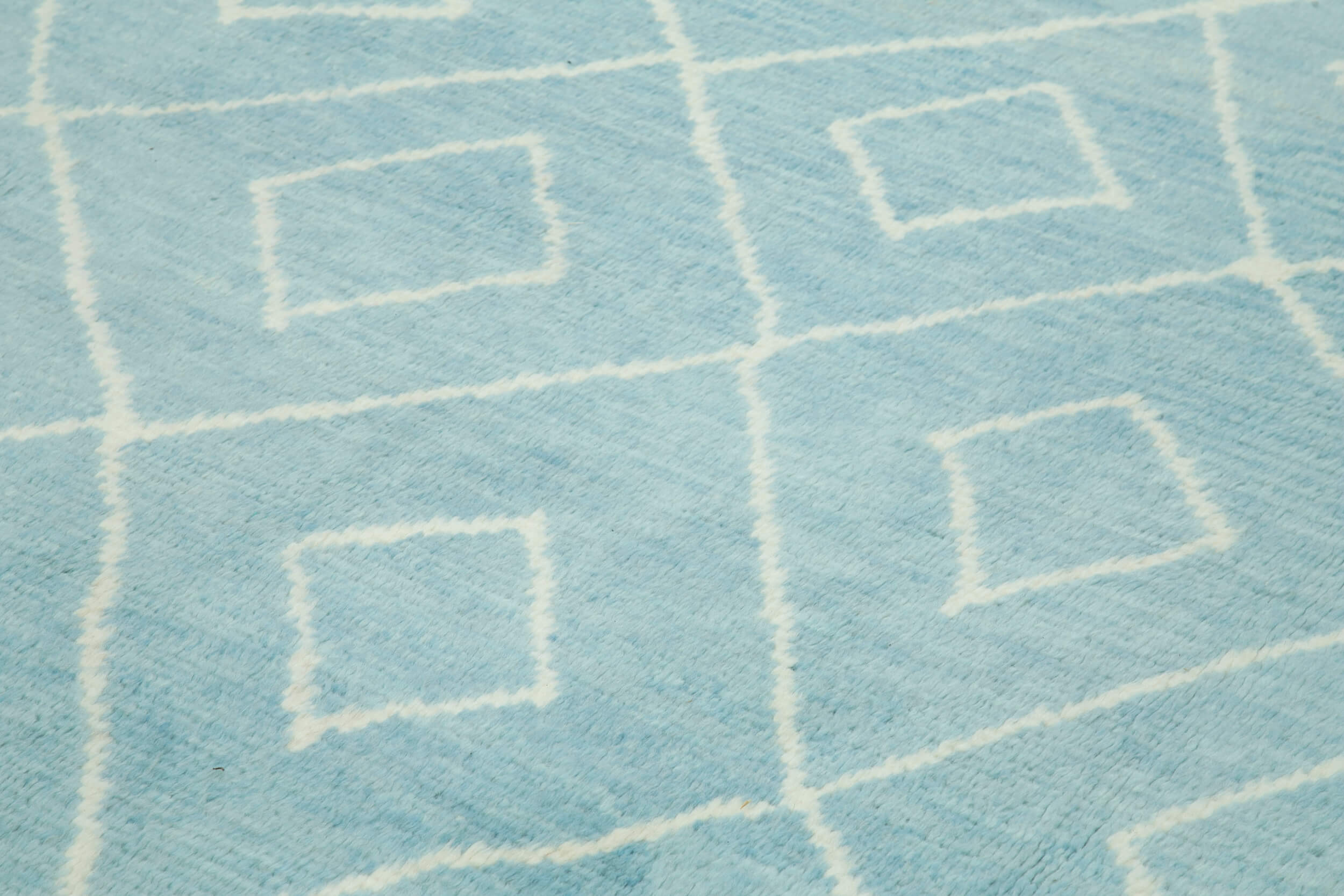 Handmade Wool Cotton Rug | Vintage Turkish Carpet, Blue Geometric Style Carpet