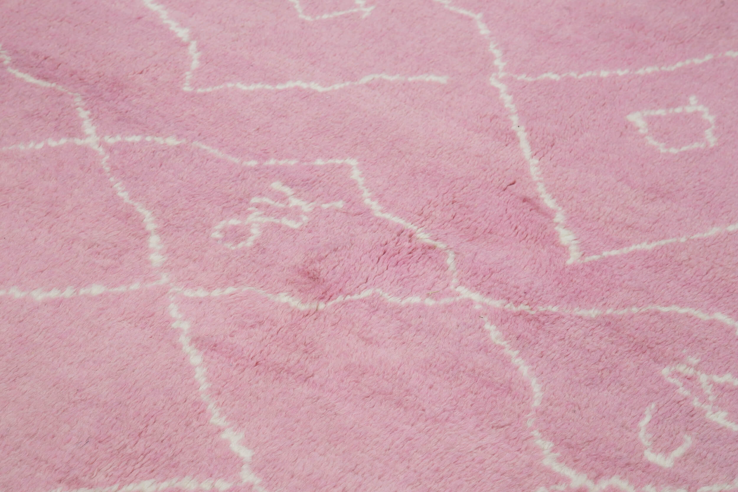 Handmade Wool Cotton Rug – Pink Geometric Area Rug | Vintage Turkish Carpet 7'0''x10'7''