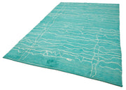 Handmade Wool Cotton Rug – Turquoise Geometric Area Rug | Artisan Crafted, Durable Cotton Weave
