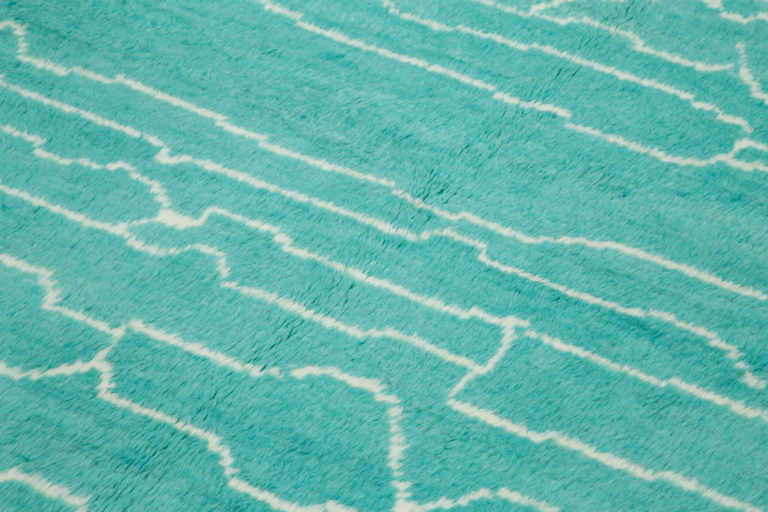 Handmade Wool Cotton Rug – Turquoise Geometric Area Rug | Artisan Crafted, Durable Cotton Weave