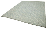 Handmade Wool Cotton Rug - Blue Geometric Wool Cotton Blend Carpet 8'11'' x 11'6''