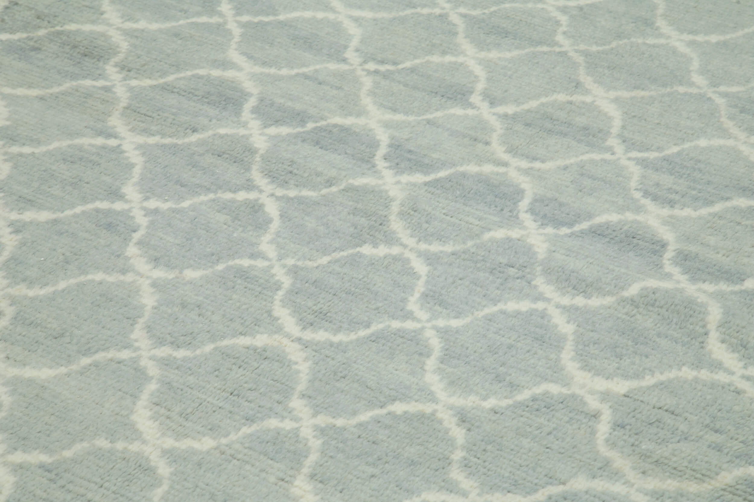 Handmade Wool Cotton Rug - Blue Geometric Wool Cotton Blend Carpet 8'11'' x 11'6''