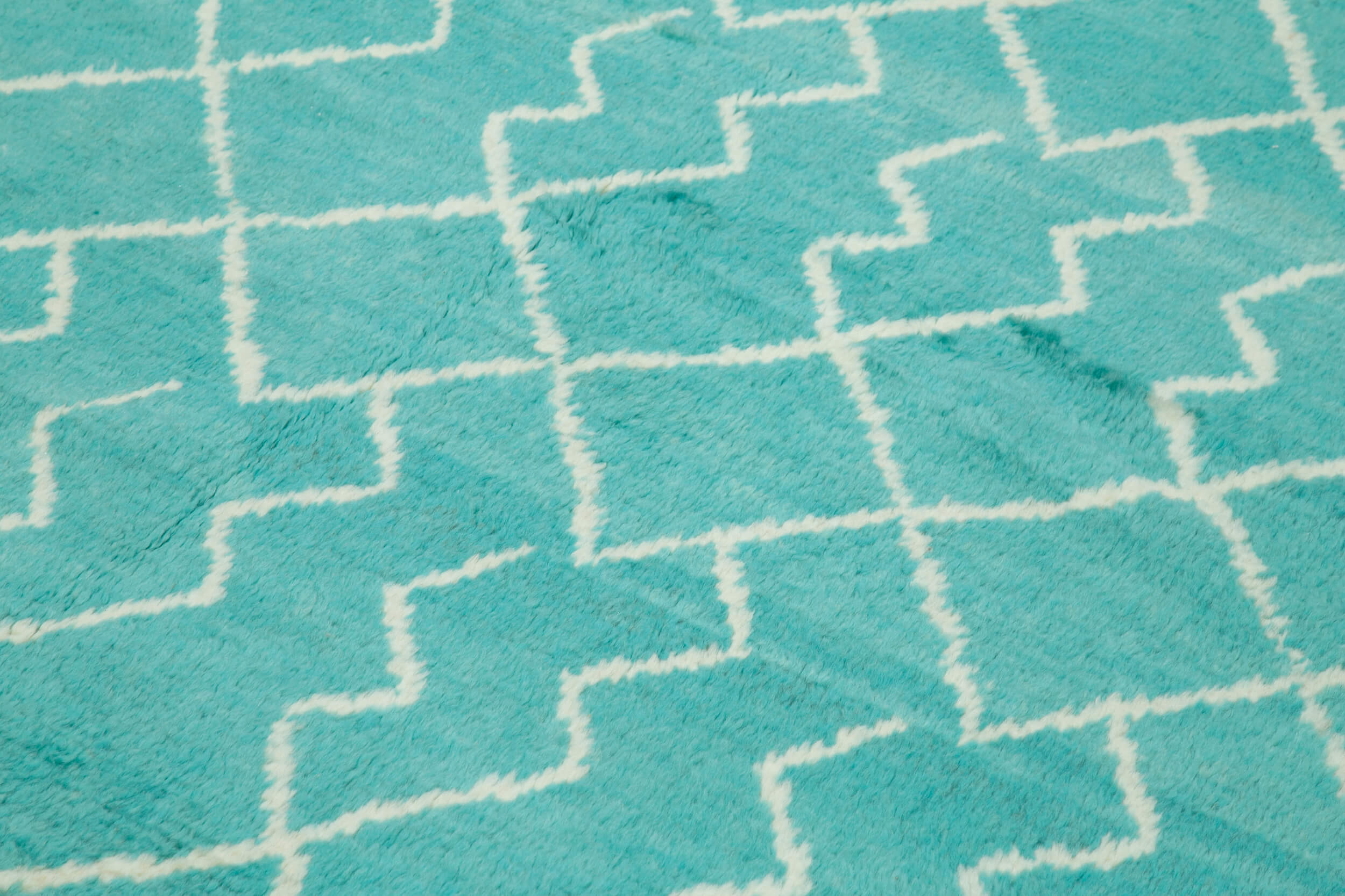 Handmade Wool Cotton Rug - Turquoise Geometric Area Rug 7'6''x9'4'' by Agacan
