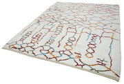 Handmade Wool Cotton Rug – White Geometric Design | Durable Living Room Rug