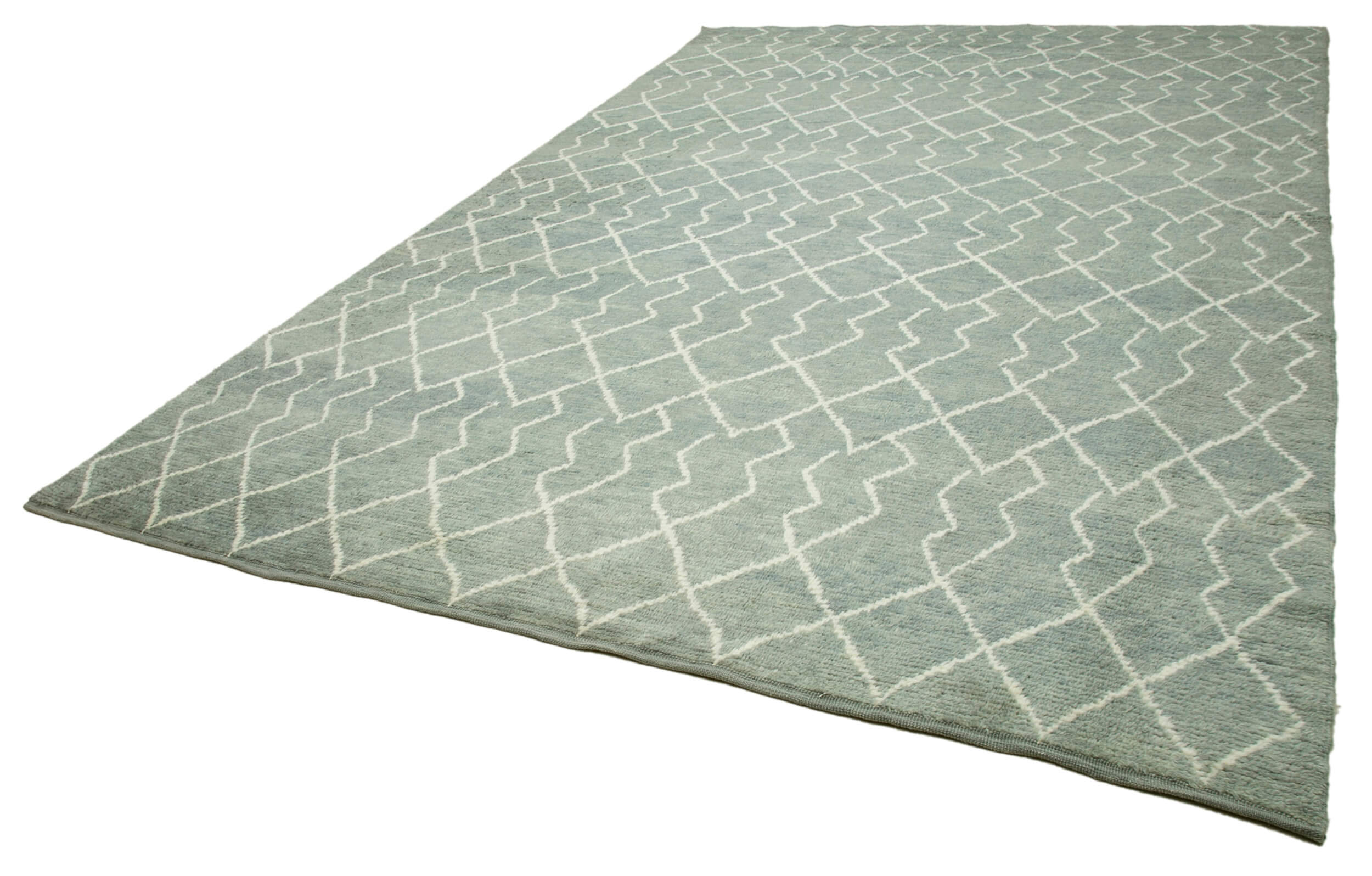 Handmade Wool Cotton Rug – Grey Geometric Pattern Carpet by Agacan Rugs 9'2"x13'5"