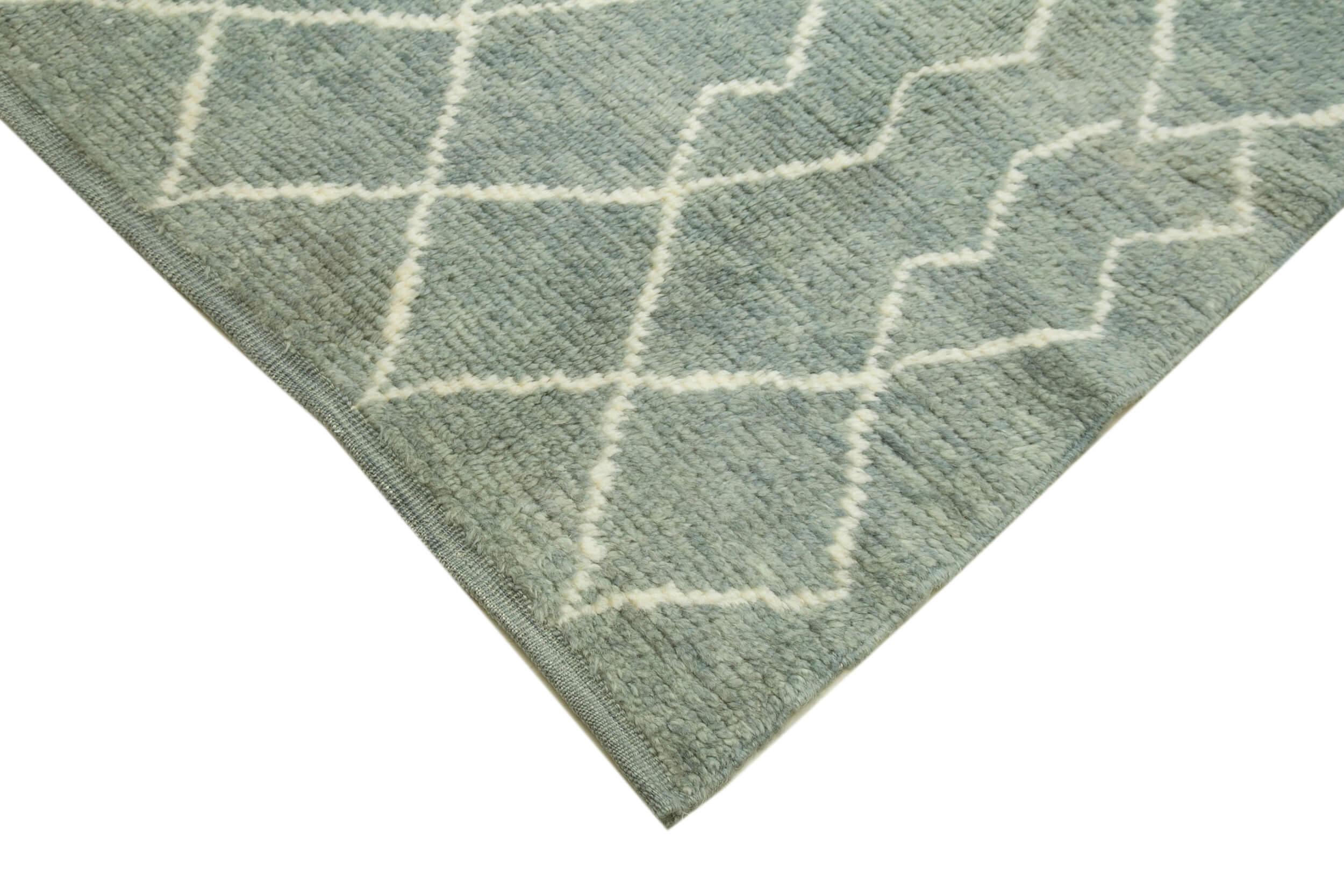 Handmade Wool Cotton Rug – Grey Geometric Pattern Carpet by Agacan Rugs 9'2"x13'5"