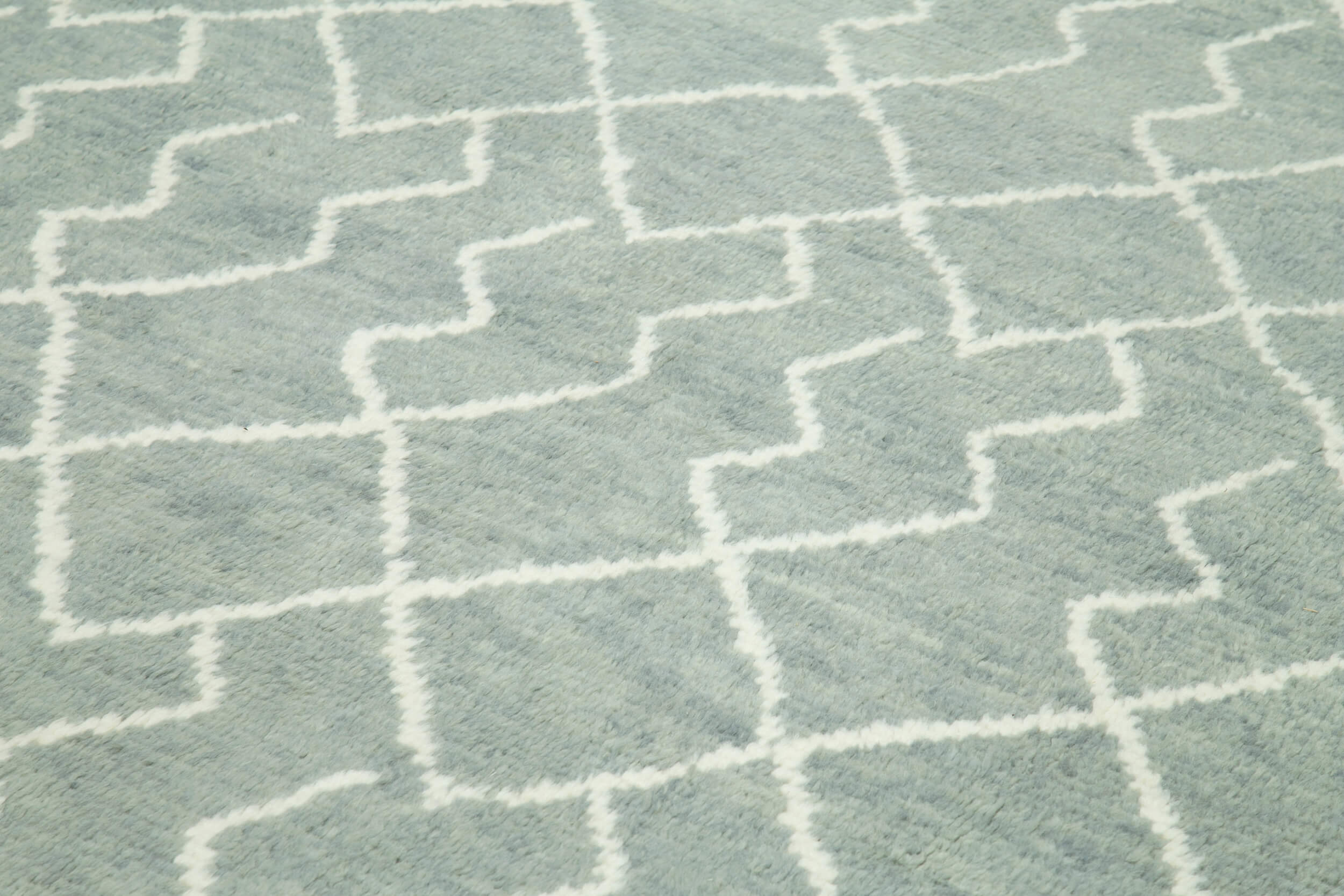Handmade Wool Cotton Rug – Grey Geometric Pattern Carpet by Agacan Rugs 9'2"x13'5"