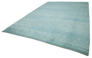 Handmade Wool Cotton Rug - Blue Geometric Pattern | Durable Large 10x14 Area Rug