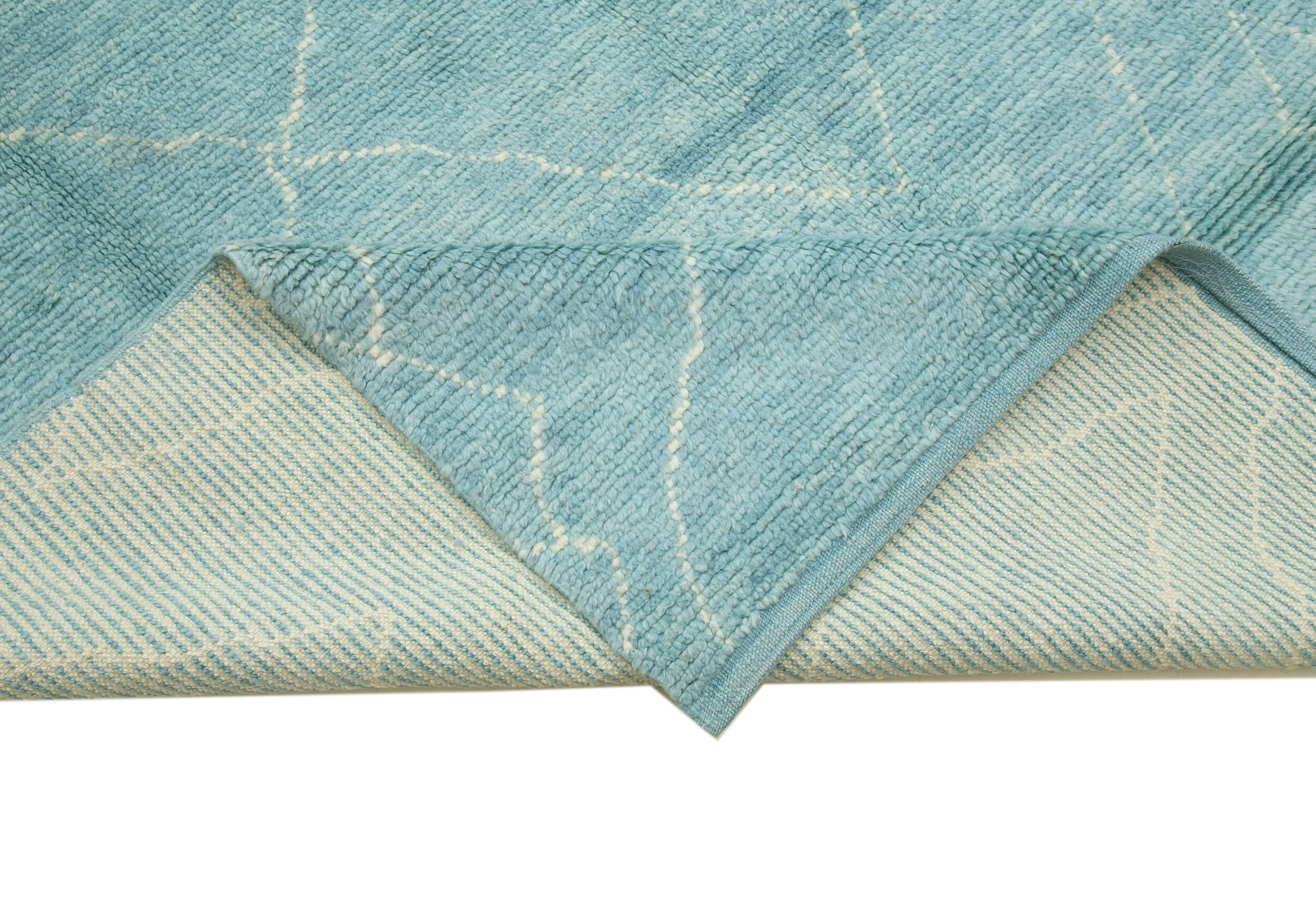 Handmade Wool Cotton Rug - Blue Geometric Pattern | Durable Large 10x14 Area Rug