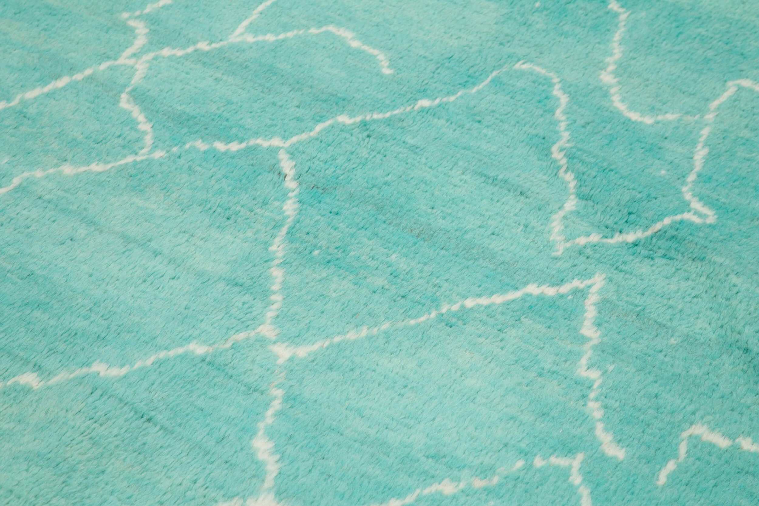 Handmade Wool Cotton Rug – Turquoise Geometric Pattern Rug | Durable Cotton Blend, Soft Wool Texture